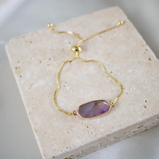 Bracelet | Jules Amethyst Crystal  // Gold Adjustable