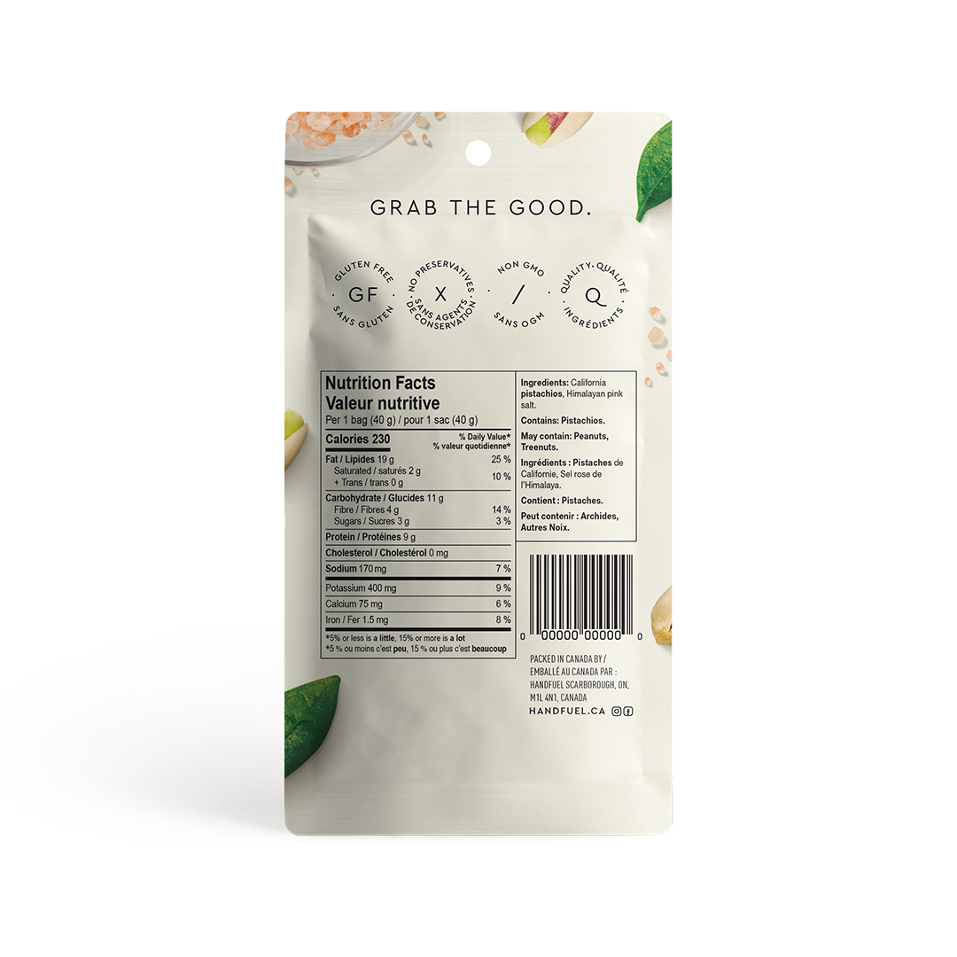 Dry Roasted Himalayan Salt Pistachios 40g | Handfuel