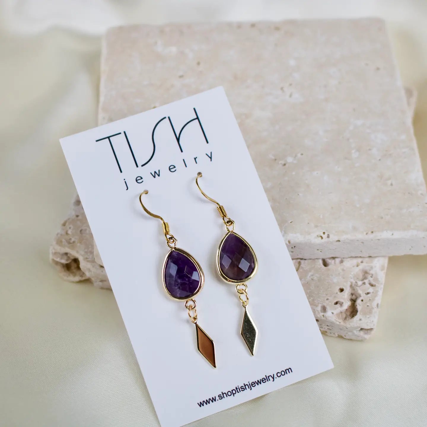 TISH Jewelry // Aleena // Amethyst Crystal Teardrop Earrings