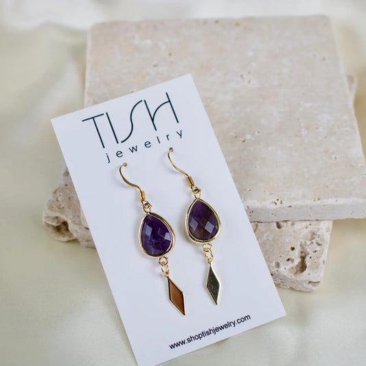 TISH Jewelry // Aleena // Amethyst Crystal Teardrop Earrings