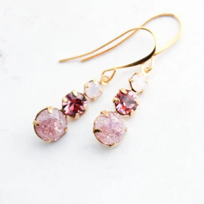 Vintage Glass Earrings | Three Jewel