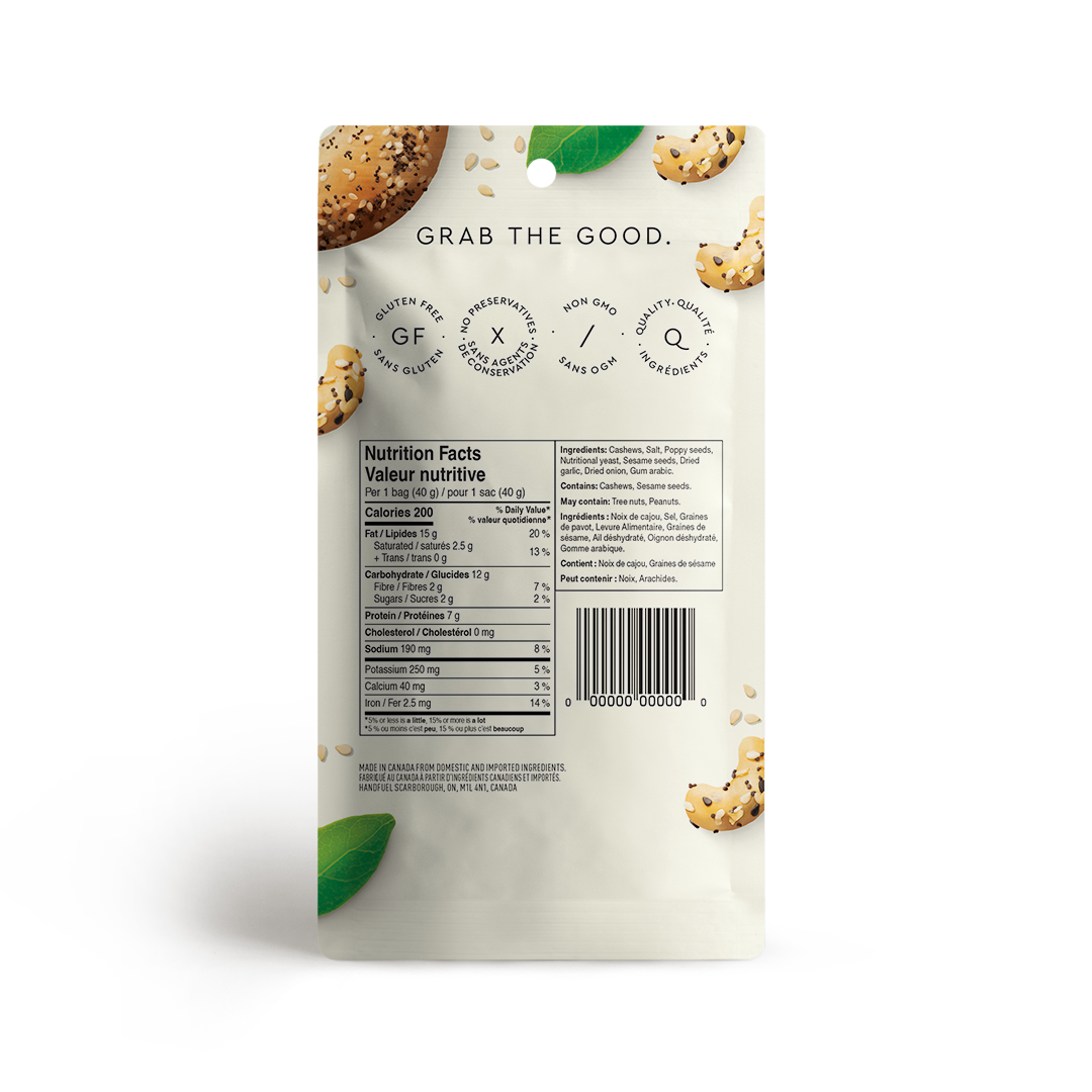 Everything Bagel Cashews 40g | Handfuel