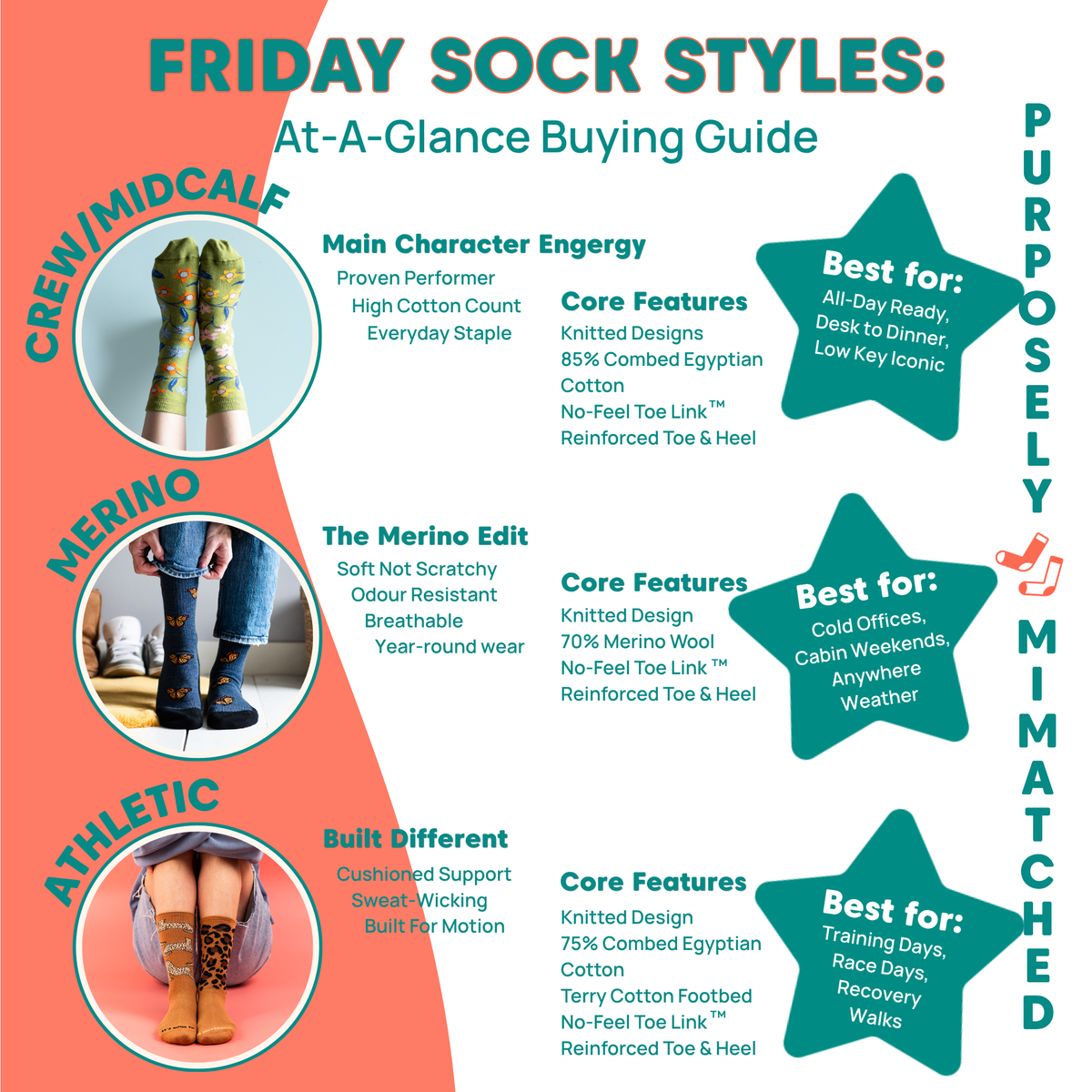 Friday Sock Co. - Women's Mushroom Merino Wool Socks - Comfy Hiking Socks
