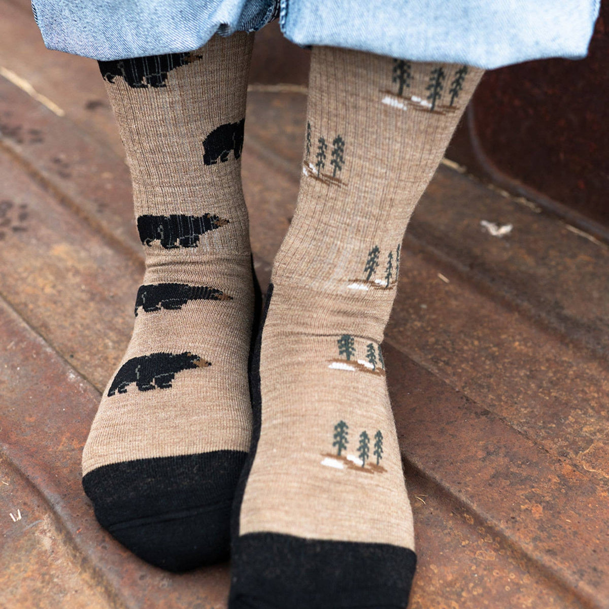 Friday Sock Co. - Women's Bear & Tree Merino Wool Socks - All-Season Comfort