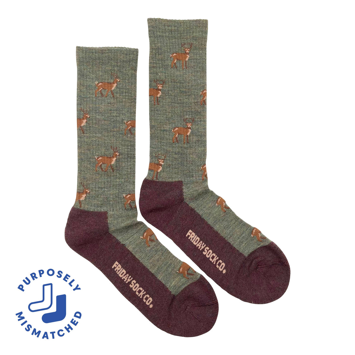 Friday Sock Co. - Men's Deer Merino Wool Socks - Breathable Fit: Men's 7 - 12