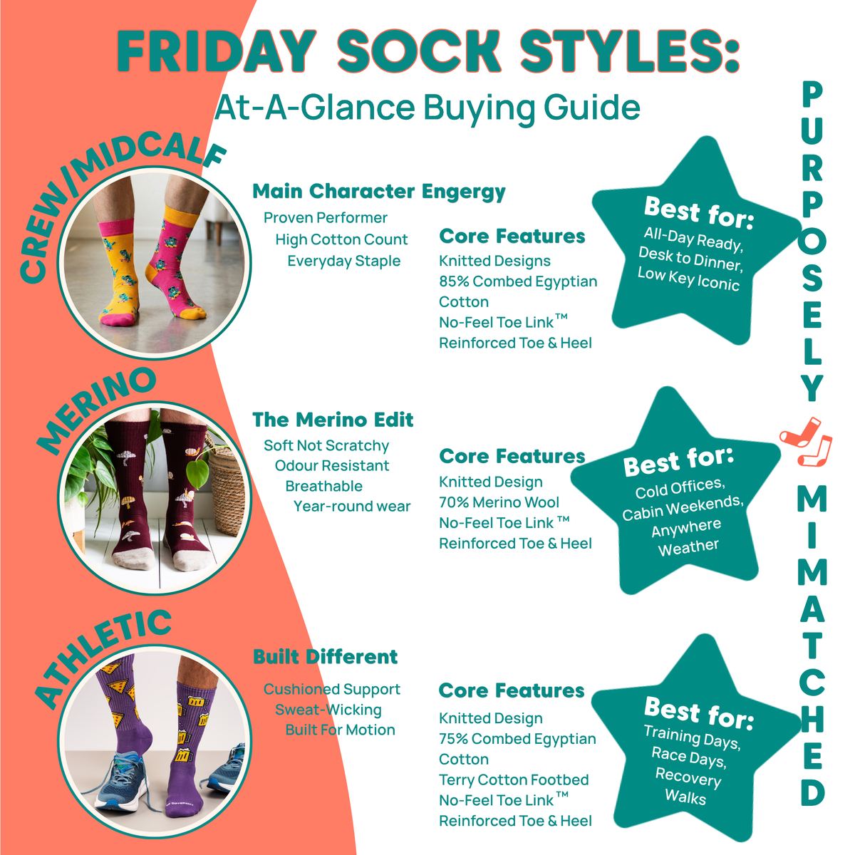 Friday Sock Co. - Men's Deer Merino Wool Socks - Breathable Fit: Men's 7 - 12