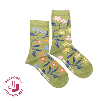 Friday Sock Co. - Women's Flower Vine Crew Socks - Perfect Mother’s Day Gift: Women’s 5 – 10