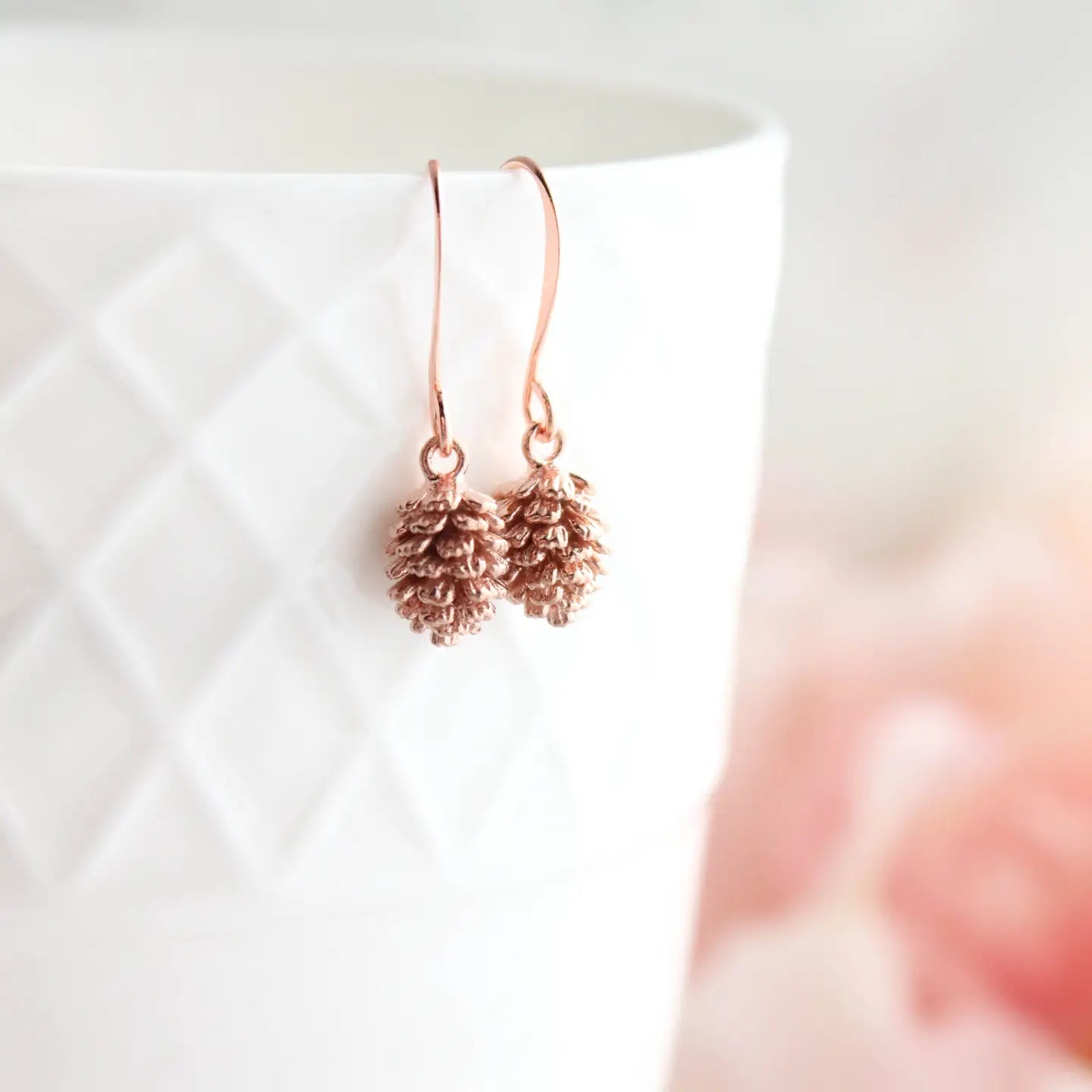 Little Pine Cone Earrings | Rose Gold