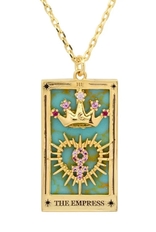 Tarot Card- the Empress- New- Steel, Enamel, 14K, 15 Stones